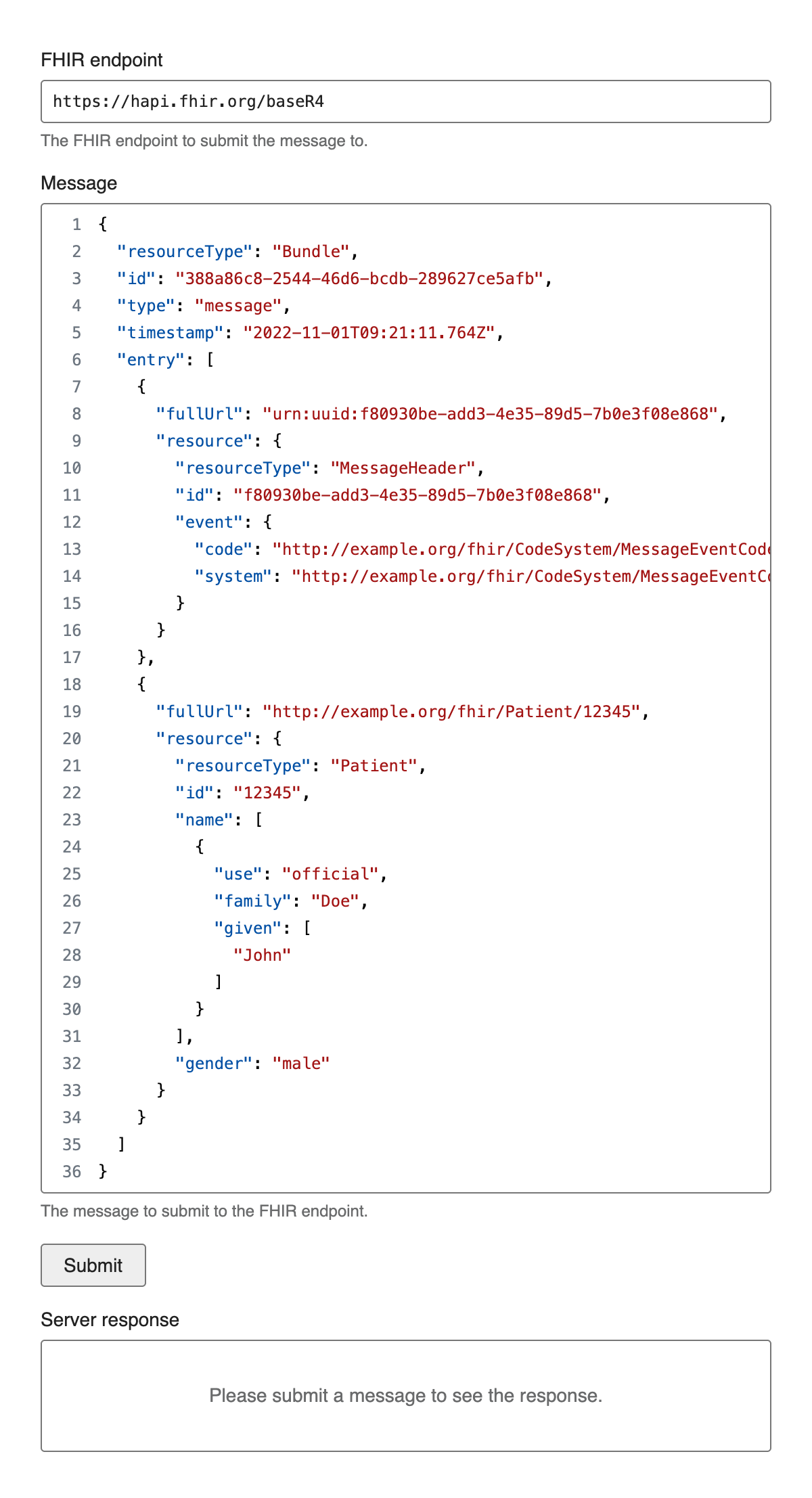 FHIR Message Sender