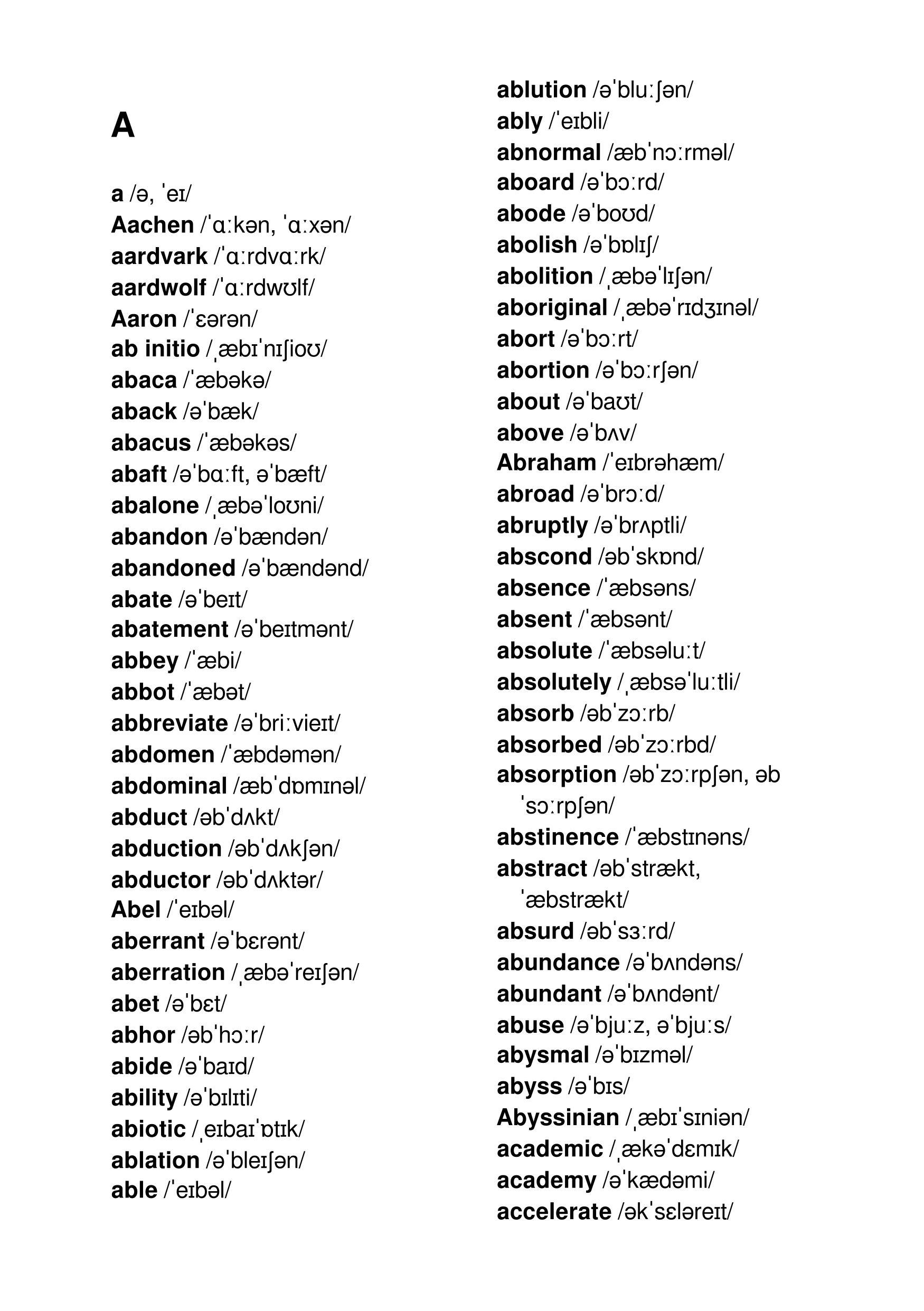 English Pronunciation Dictionary (IPA Dictionary) (sample page 2)