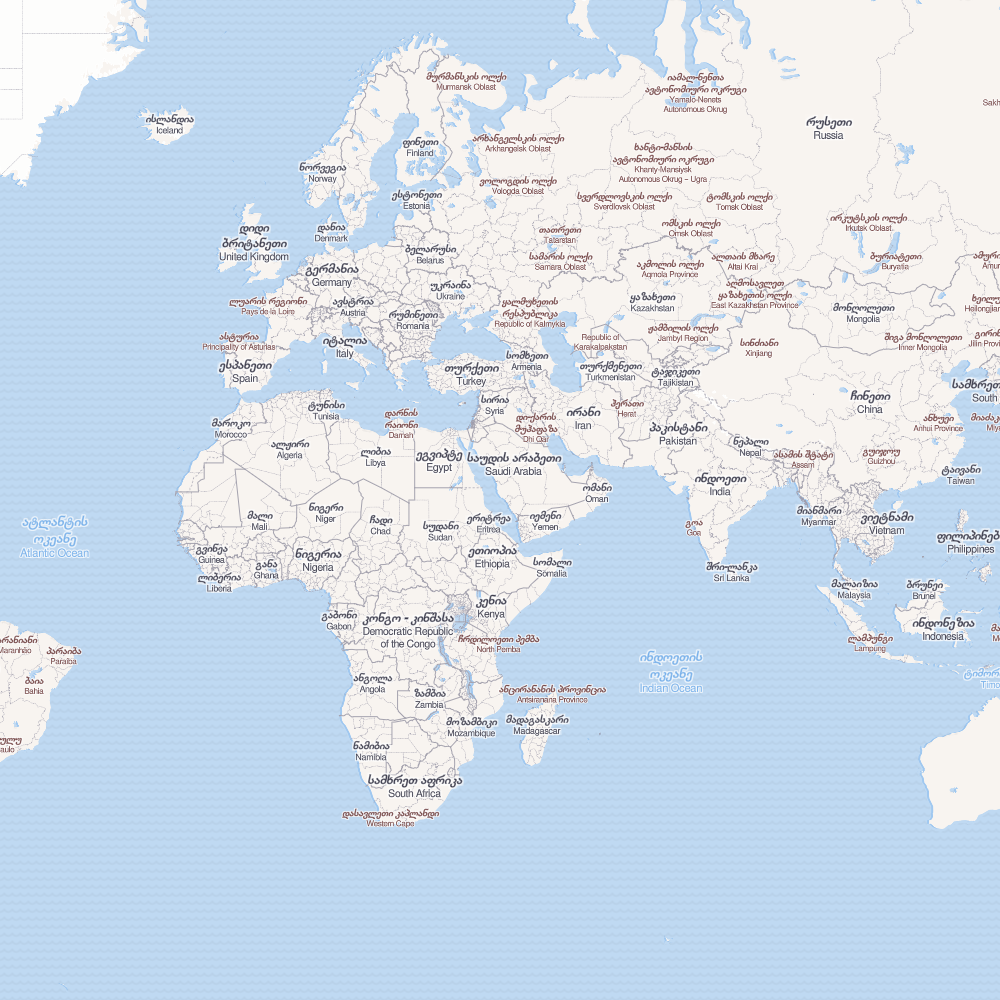 Map of the world in Georgian