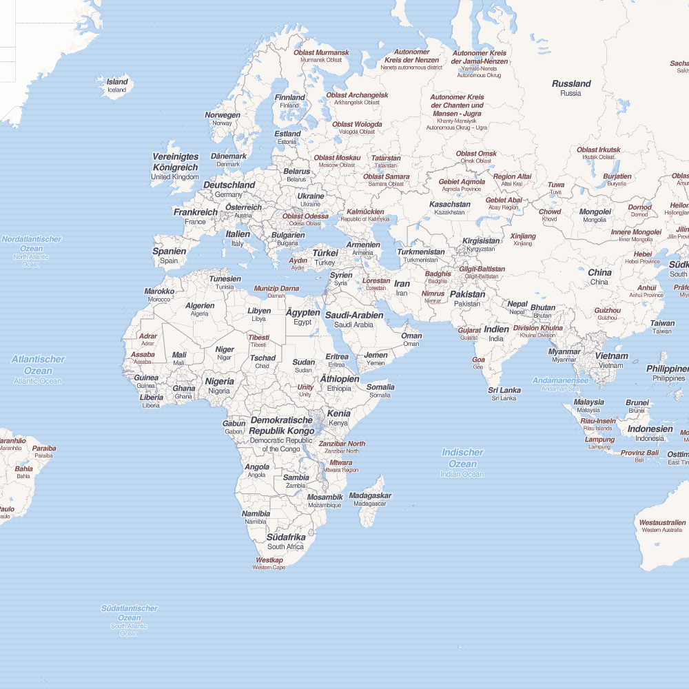 Map of the world in German